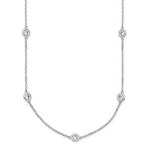 925 Sterling Silver Rhodium-plated 3mm CZ 15 Stone 15 Station 22 inch Necklace
